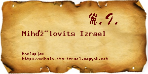 Mihálovits Izrael névjegykártya